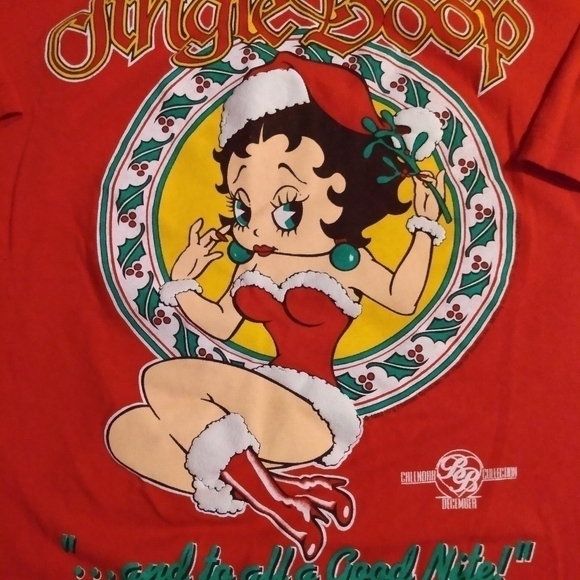 Vintage 1993 Betty Boop JingleBoop Holiday T-shirt, XL, Red, Pre-owned - Picture 3 of 7